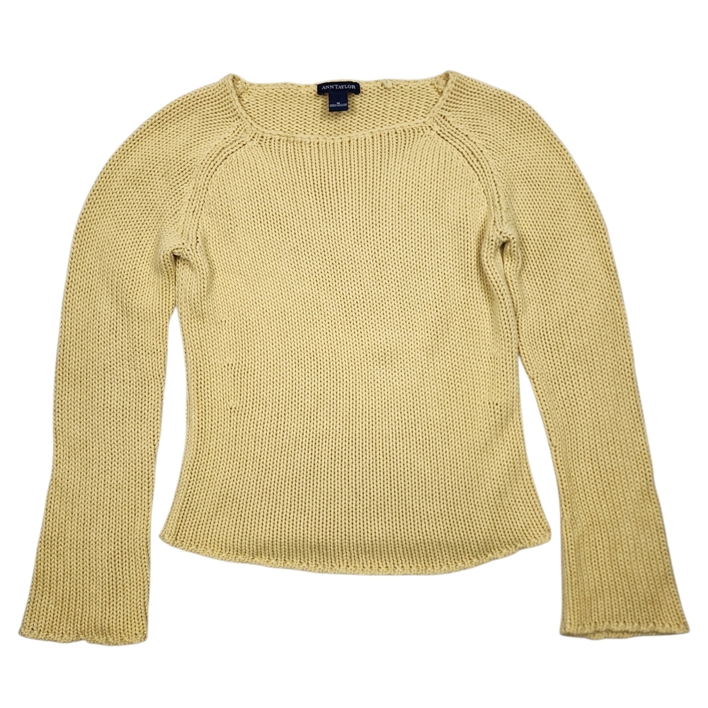 Ann Taylor Yellow Cotton Knit Sweater Size M